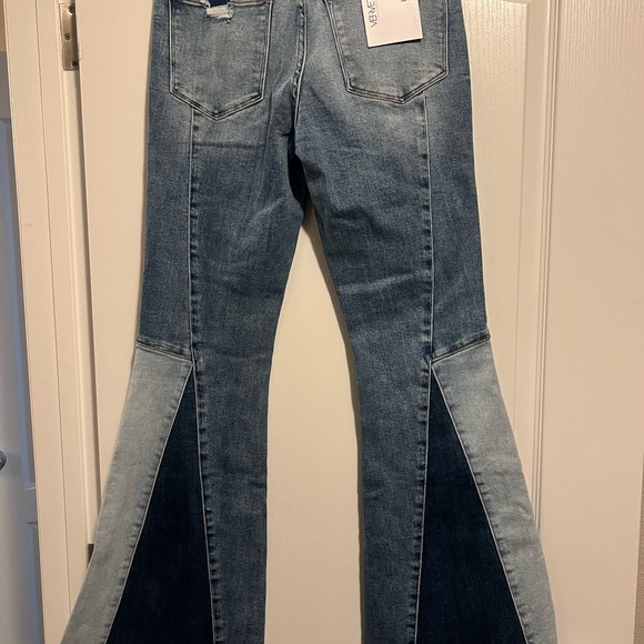 Blue Flare & Wide Leg Jeans with Denim Colorblock NWT - Picture 2 of 3